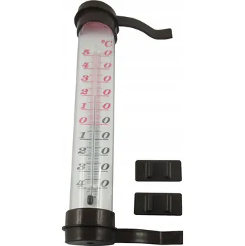 Obraz Teploměr za okno velký 26 cm XL hnědý