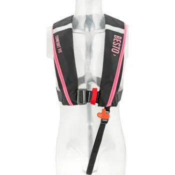Plovací vesta Automatická samonafukovací vesta Besto Comfortfit 180N černorůžová s uchycením na harness