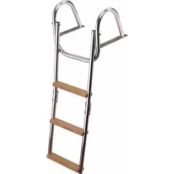 Žebřík Nerezový skládací žebřík se dřevěnými 1+2 schůdky s madly, šíře 360 mm