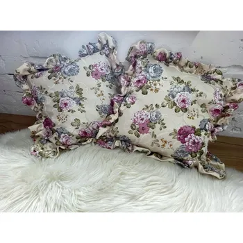 Povlak na polštářek Dekorační povlak na polštář 60x60 cm, s volánem, růžová Pivoňka