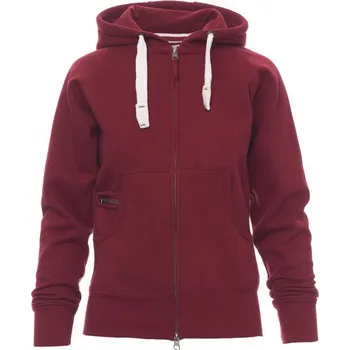 Dámská mikina Payperwear Dámská propínací mikina Dallas s kapucí a bílou stahovací šňůrkou Barva: Červená vínová, Velikost: XL