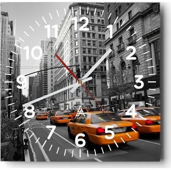 Hodiny Kuchyňské nástěnné hodiny 30x30 Město Skleněné hodiny do obýváku Moderní Tiché