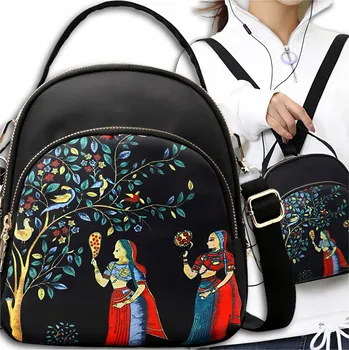 Kabelka Mały plecak damski plecaczek miejski 2w1 kabelka přes rameno černá