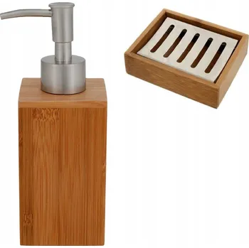 Dávkovač mýdla Sada koupelnových doplňků Cardsplitter, 2 kusy, béžová, hnědá, stříbrná, vícebarevná