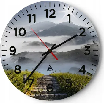 Hodiny Kuchyňské nástěnné hodiny 30x30 Krajina Moderní Skleněné hodiny do obýváku Tiché