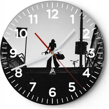 Hodiny Kuchyňské nástěnné hodiny 30x30 Město Moderní skleněné hodiny do obýváku Tiché