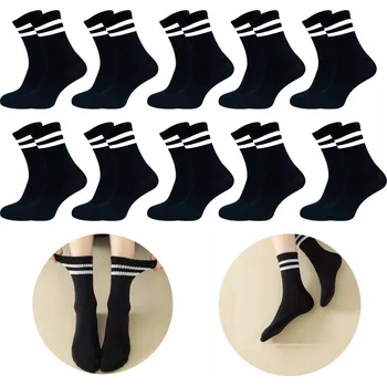 Dámské ponožky Sada 10 párů Ponožky dámských vysokých teplých sportovních černých velikosti 35-38