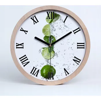 Hodiny Kuchyňské nástěnné hodiny limetka a voda průměr 20 cm