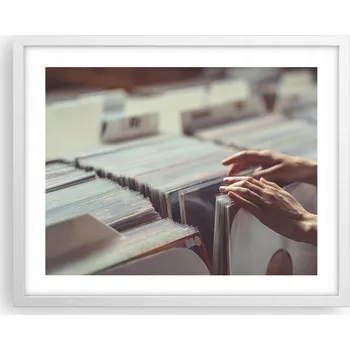 Obraz Obraz plakát na zeď v bílém rámu 50x40 hudba deska foto do obýváku