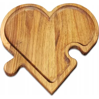 Dřevěný DEZERTNÍ TALÍŘ Podnos Servírovací Tácek Srdce OŘECH Puzzle