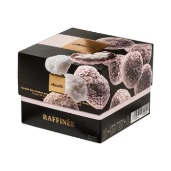 Čokoláda Bonboniéra gurmánských dražé kokos v hořké čokoládě s malinovou polevou Raffinée chocoMe