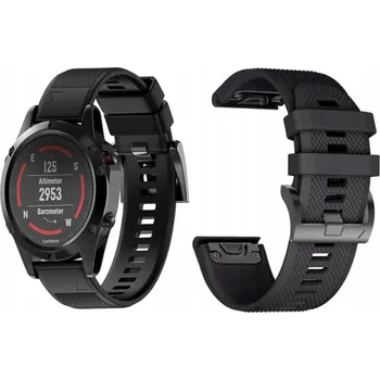 Řemínek na hodinky SILIKONOVÝ ŘEMÍNEK PRO GARMIN FENIX 5 6 7 8 47mm PRO SOLAR QUICKFIT ČERNÝ