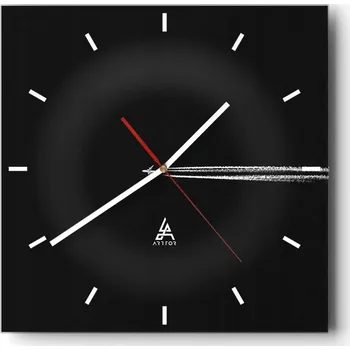 Hodiny Velké nástěnné hodiny na zeď 40x40 Letadlo Skleněné hodiny Čtvercové Tiché