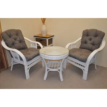 Zahradní sestava Ratanová sedací souprava Rio De Janeiro 2+1 bílá Šedý melír