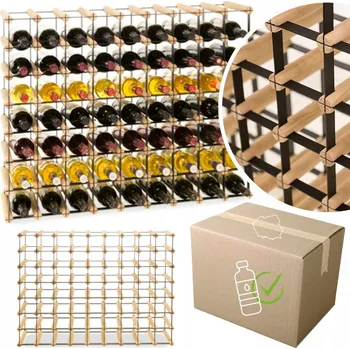 Stojan na víno Modulární borovicový regál na víno RW-8-9X7-63 na 63 lahví