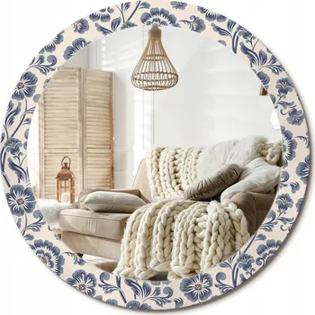 Zrcadlo Zrcadlo s potiskem do koupelny, kuchyně, předsíně, průměr 80 cm, květinový vzor