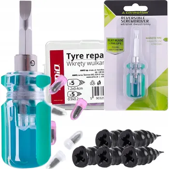 Sada na opravu pneumatiky OPRAVNÁ SADA PRO RYCHLOU OPRAVU PNEUMATIK, VULKANIZAČNÍ ŠROUBY + ŠROUBOVÁK