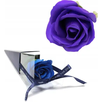 umělá květina VYSOKÁ MYDLOVÁ RŮŽE VONÍCÍ dárek v krabičce MODRÁ květiny dárek box