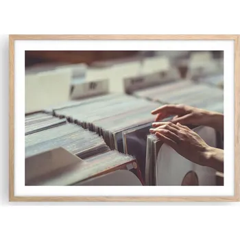 Obraz Plakát v rámu světlý dub obývací pokoj ložnice 70x50 deska hudba obraz