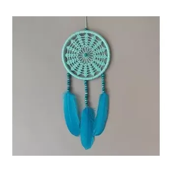 Lapač snů Lapač zlých snů - tyrkysový 15 x 40 cm (S husím peřím )