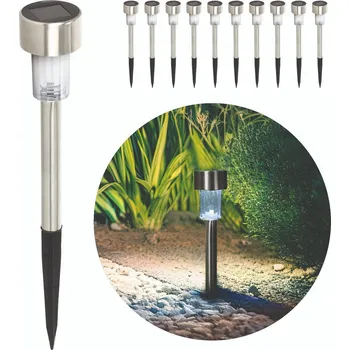 Venkovní osvětlení Sada 10 ks zapichovacích lamp LENA 0,06 W solární napájení STUDENÁ BARVA 31 cm
