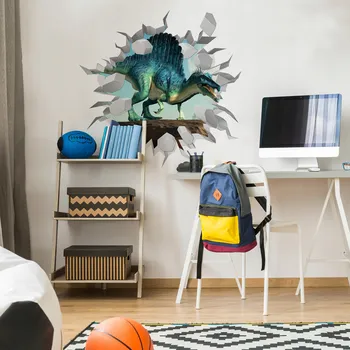 Samolepící dekorace Samolepka pro DĚTI na zeď Hrozivý DINOSAURUS 3D