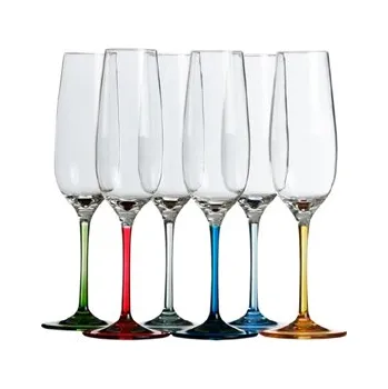 Sklenice Marine Business Sada 6 ks sklenic na šampaňské Party s barevnými podstavci, výška 24 cm, průměr 4,3 cm