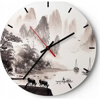 Hodiny Nástěnné hodiny do kuchyně 30x30 Krajina Skleněné hodiny do obýváku Tiché