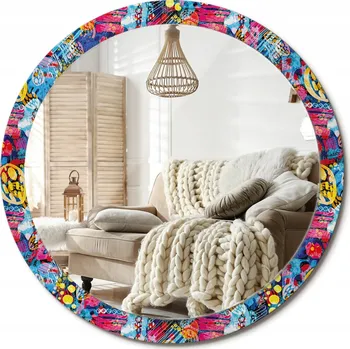 Zrcadlo Zrcadlo s potiskem do koupelny ložnice obývacího pokoje XXL 100 cm Barevné čmáranice