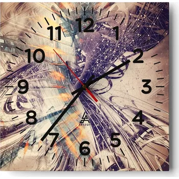 Hodiny Kuchyňské nástěnné hodiny 30x30 Abstrakce Skleněné hodiny do obýváku Moderní Tiché