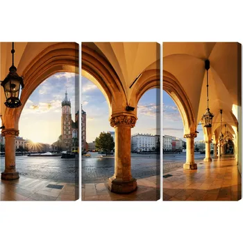 Obraz Vícedílný obraz Pohled na Krakov při západu slunce 60x40