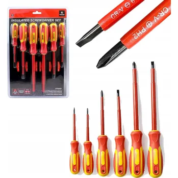 Šroubovák SADA VKETAČŮ IZOLOVANÝCH ŠROUBOVÁKŮ 500V KOMPLET ELEKTRIKY 6 Ks.