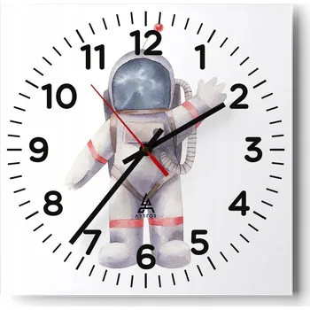 Hodiny Kuchyňské nástěnné hodiny 30x30 Astronaut - Skleněné hodiny do obýváku, tiché a moderní