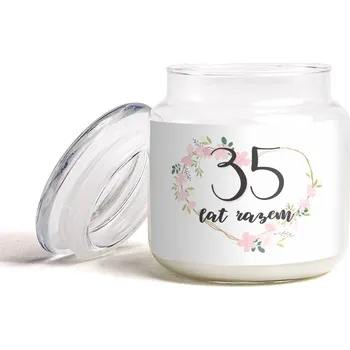 Svíčka Vonná svíčka ve skle - Vůně čerstvé bavlny Dárek / Gift - 35 let spolu