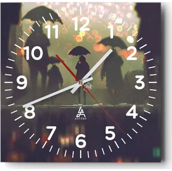 Hodiny Kuchyňské nástěnné hodiny 30x30 Déšť Skleněné hodiny do obýváku Moderní Tiché