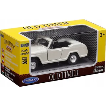 autíčko WELLY OLD TIMER 1967 JEEP JEEPSTER COMMANDO ROADSTER BÍLÝ 1:34 NOVÝ KOVOVÝ