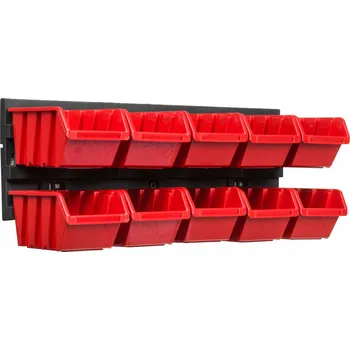 Obraz Dílenská nástěnná deska 39 x 13 cm + 10 boxů/úložných nádob