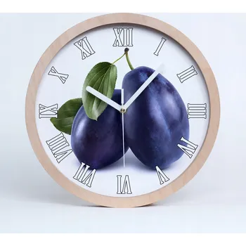 Hodiny Dřevěné nástěnné hodiny kulatý švestky průměr 30 cm
