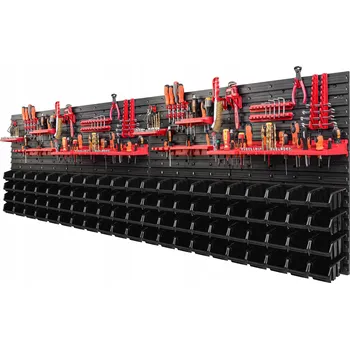 Obraz Dílenská stěna na nářadí 230x78cm s 84 boxy černá