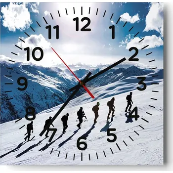 Hodiny Nástěnné hodiny do obýváku 40x40 Hory Příroda Tichý Zegar na skle Bez Hlučnosti