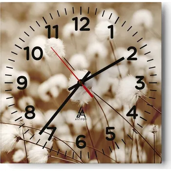 Hodiny Nástěnné hodiny do obýváku 40x40 Květ Příroda Tichý Skleněné hodiny Bez hlučnosti