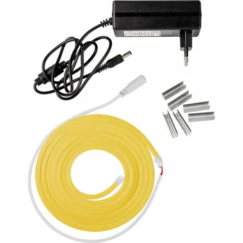 LED páska NEON LED FLEX voděodolný flexibilní set s napájecím zdrojem žlutý 3m
