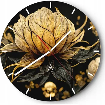 Hodiny Nástěnné hodiny do kuchyně 30x30 Květina Skleněné hodiny do obýváku Loft Tiché