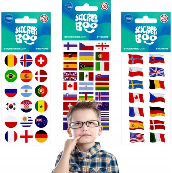 samolepka Sada nálepek pro děti, samolepky vlajky