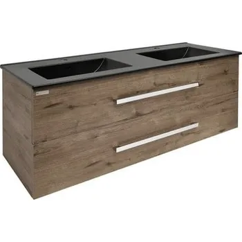 Koupelnový nábytek Koupelnová skříňka s umyvadlem SAT Cube Way 120x53x46 cm dub wellington mat CUBE461202DWMODC