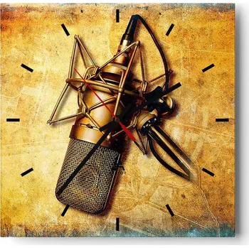 Hodiny Velké nástěnné hodiny na zeď 40x40 Mikrofon Skleněné hodiny Čtvercové Tiché