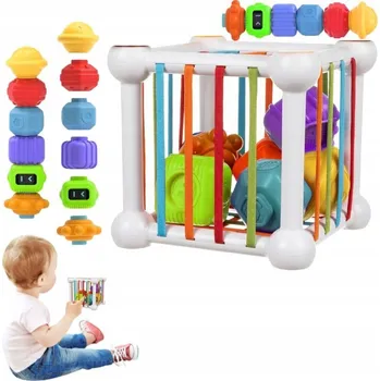 ostatní stavebnice Elastická Senzorická Kostka Třídič Čtverec Gumičky STAVEBNICE CHRASTÍTKA