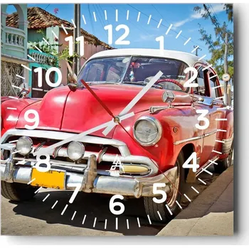 Hodiny Kuchyňské nástěnné hodiny 30x30 Automoto Skleněné hodiny do obýváku Tiché