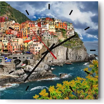 Hodiny Velké nástěnné hodiny 40x40 Krajina Skleněné hodiny Tiché