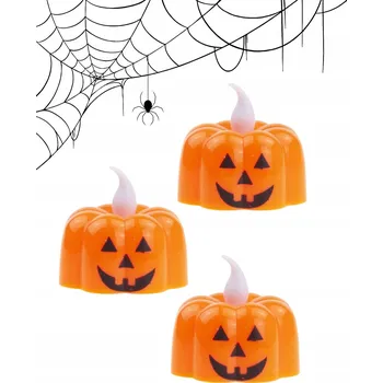 Party dekorace 3 KUSY LED Lampion Dýně - Svítící s Obličejem - Dekorace na HALLOWEEN